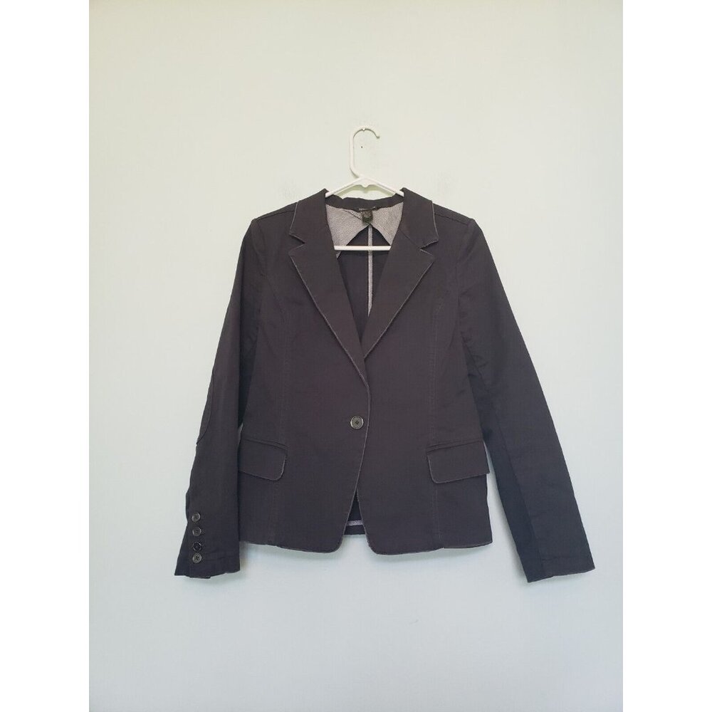 Peyton Jensen Women S Blazer Single Closure Dark Gray Distressed Career Office